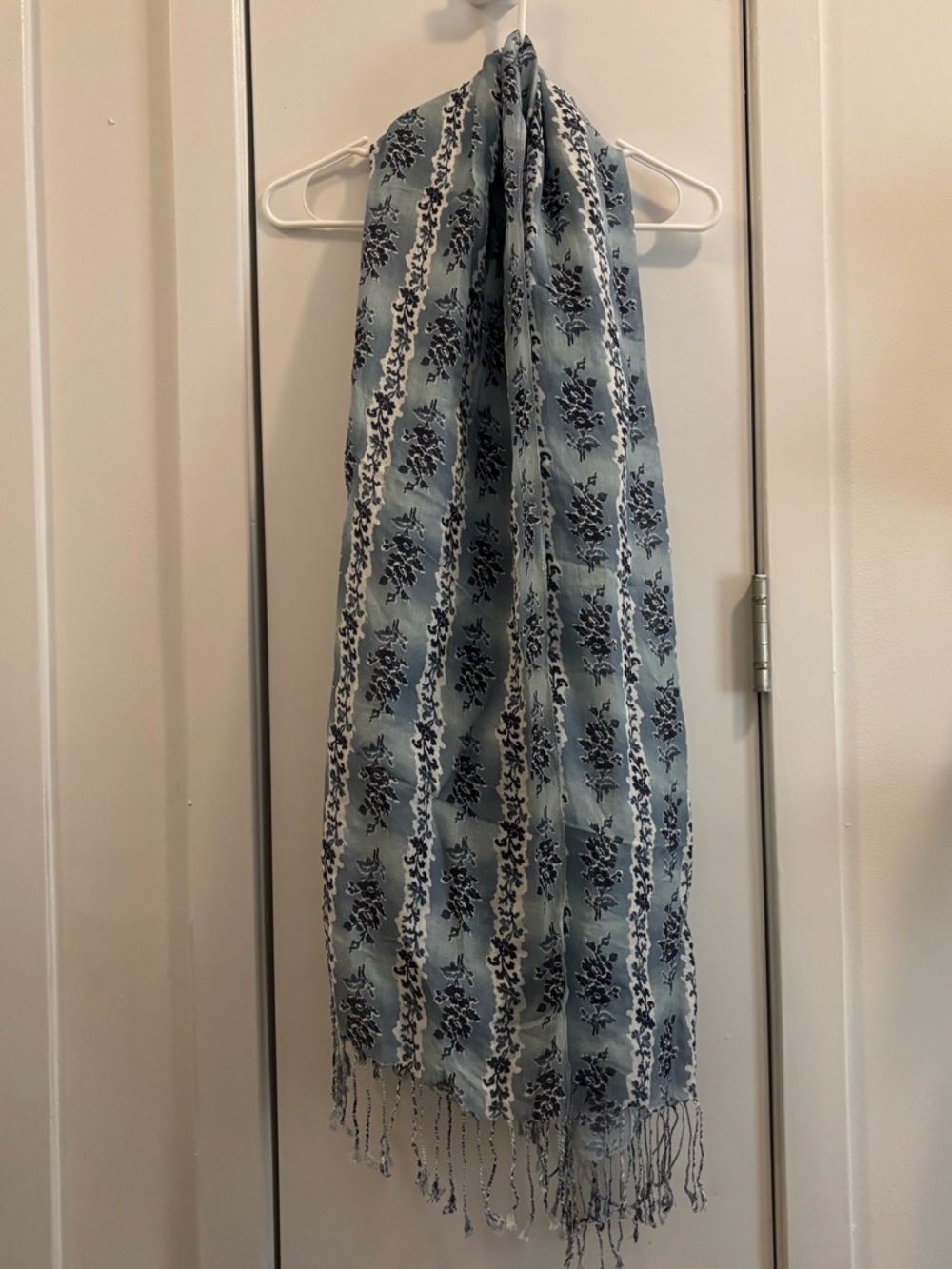Linen Blend Floral Scarf Wrap